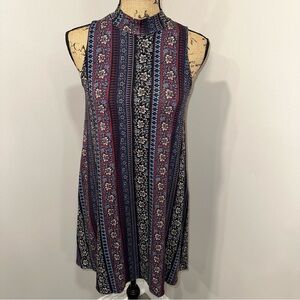 Design Lab Lord & Taylor Mock Neck Flared Sleeveless Boho Dress Size S